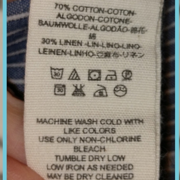 Free People One Shoulder Crop Top Waist Cotton Linen Stripe Blue White Small - Picture 5 of 13